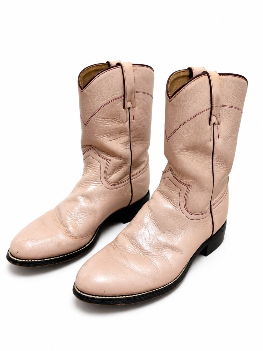 Justin Vintage Dusty Pink Roper Cowboy Boots - Girls Size 4